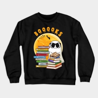 Booooks! Ghost Reading Books Halloween Party Costume Gift Crewneck Sweatshirt